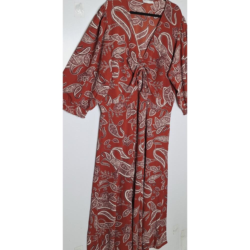 City Chic Jessie Ginger Paisley Rust Maxi Dress XXL Cottagecore Peasant Prairie - Picture 8 of 10